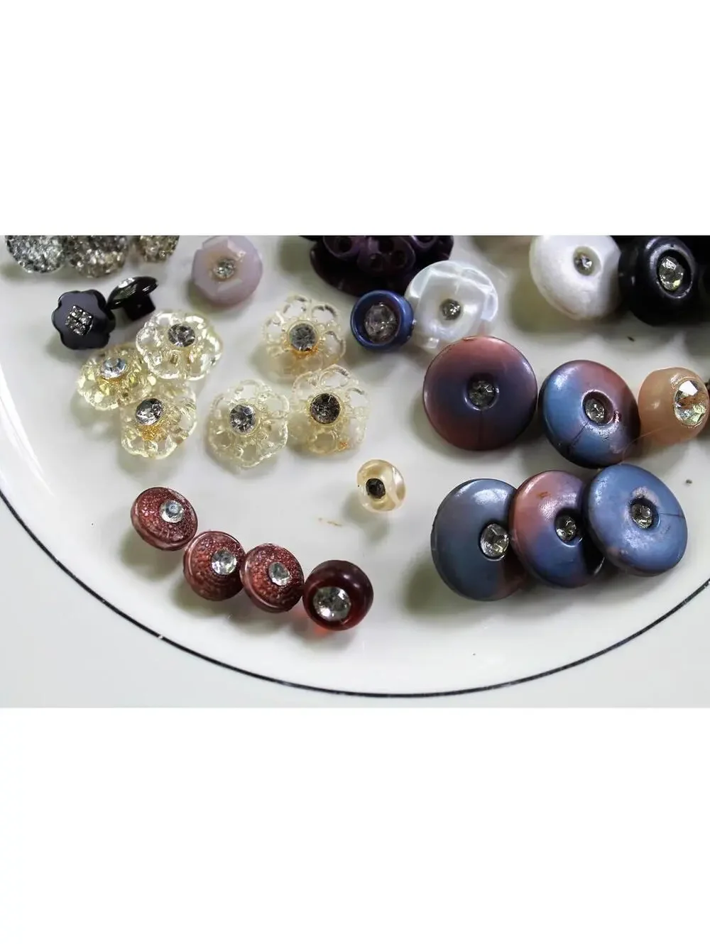 Vintage Button Lot #21, 60+ Vintage Buttons with Rhinestones, Assorted Styles